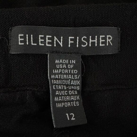 Eileen Fisher System Lightweight Stretch Crepe Wide-leg Pant in Black Size 12 - Picture 9 of 10